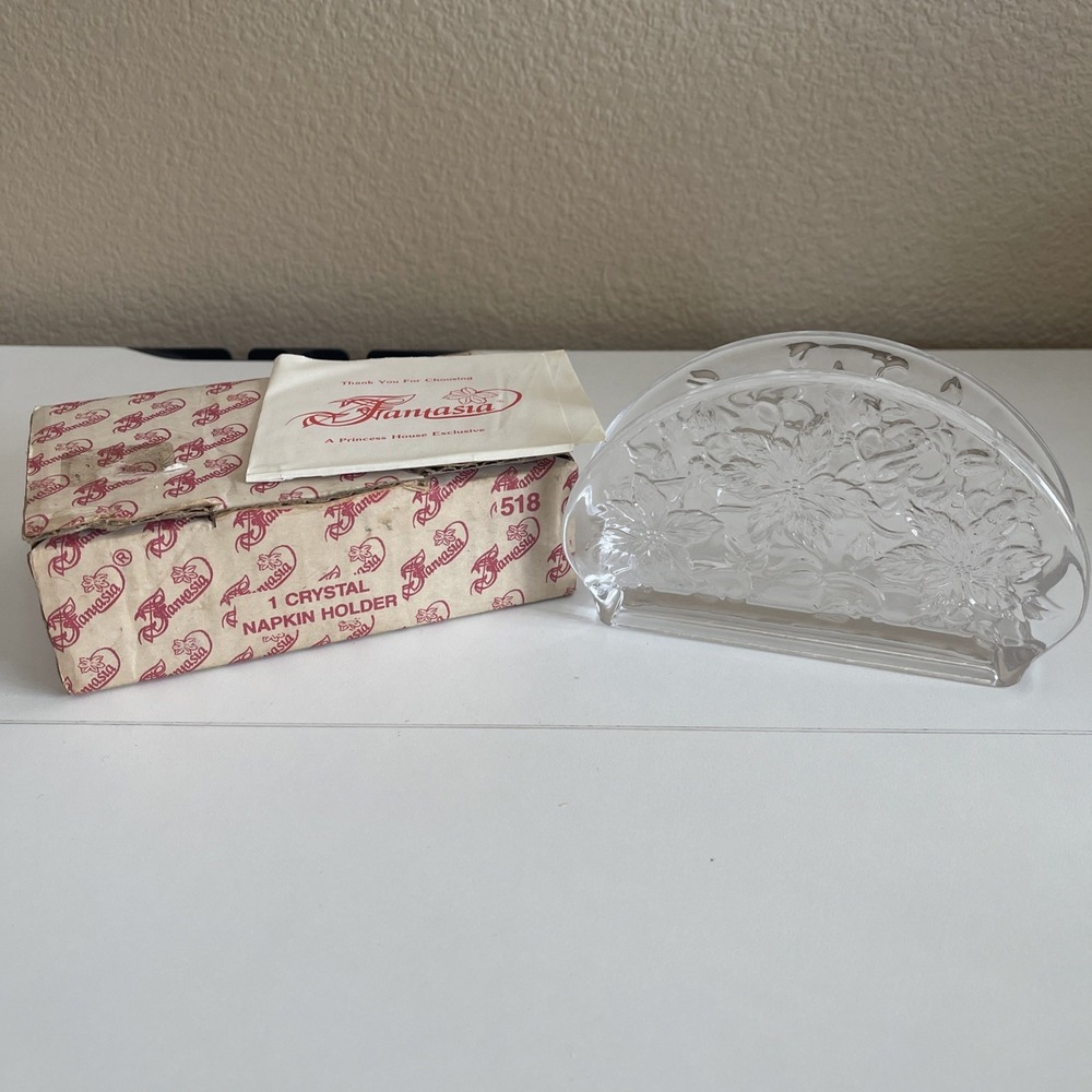 Princess House Fantasia Crystal Napkin Holder Clear Glass 1989 Vintage